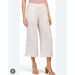 Tahari Cream High-Waisted Cropped Pants